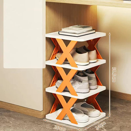 FlexiRack™ X-Fold Shoe Organizer | Premium Foldable 4-Tier Space Saving Storage Rack