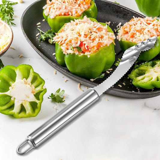 Premium Stainless Steel Bell Pepper Corer & Seed Remover Knife – Easy Vegetable Coring Tool