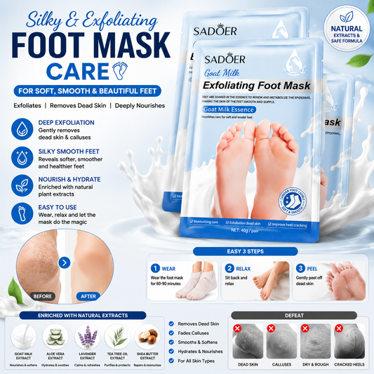 Silky & Exfoliating Foot Mask | Removes Dead Skin, Repairs Cracked Heels & Softens Feet