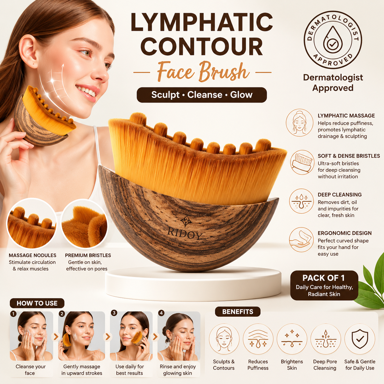 Premium Lymphatic Contour Face Brush – Lift, Sculpt & Glow Naturally