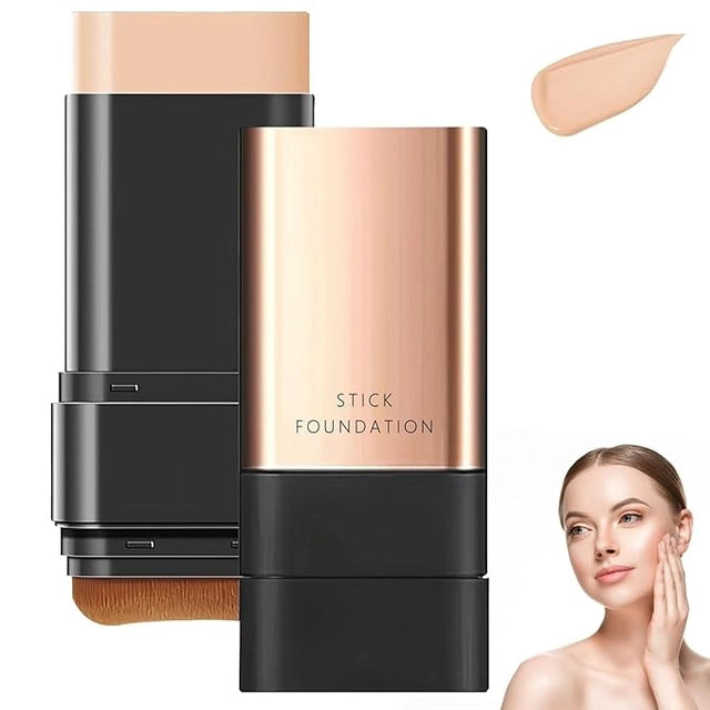 2-in-1 Foundation Stick with Built-in Blending Brush – Full Coverage, Smooth & Natural Finish