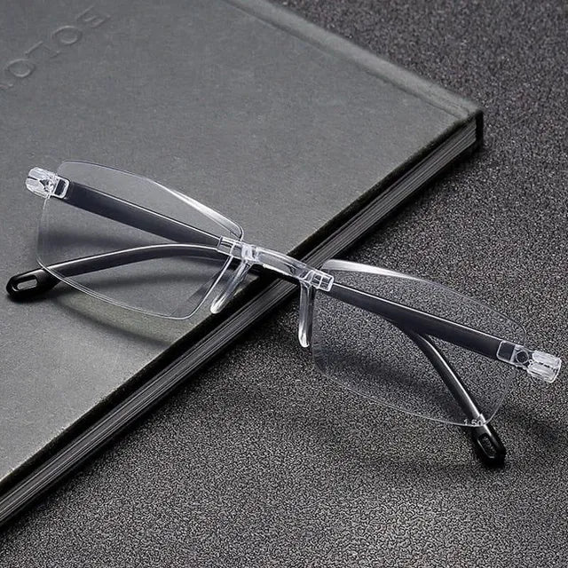 Premium Rimless Blue Light Blocking Reading Glasses – Anti-Glare Computer Eyewear for Men & Women