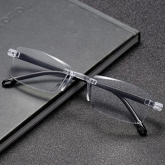 Premium Rimless Blue Light Blocking Reading Glasses – Anti-Glare Computer Eyewear for Men & Women