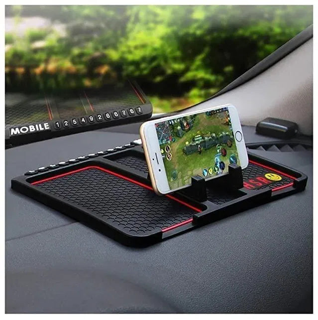 Universal Car Dashboard Anti-Slip Phone Holder & Parking Number Display Mat