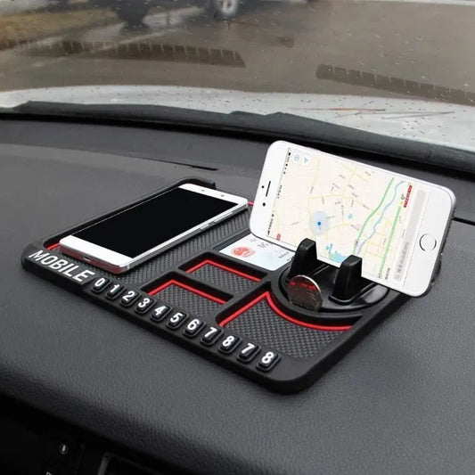Universal Car Dashboard Anti-Slip Phone Holder & Parking Number Display Mat