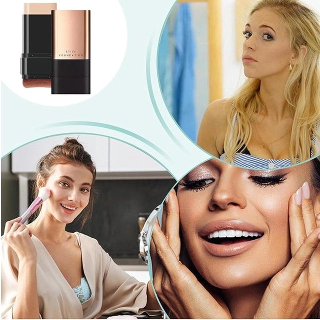 2-in-1 Foundation Stick with Built-in Blending Brush – Full Coverage, Smooth & Natural Finish