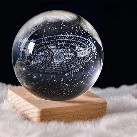 3D Galaxy Crystal Ball LED Night Light – 16 Colors, 4 Lighting Modes with Wooden Base & Remote Control