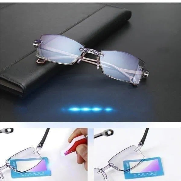 Premium Rimless Blue Light Blocking Reading Glasses – Anti-Glare Computer Eyewear for Men & Women